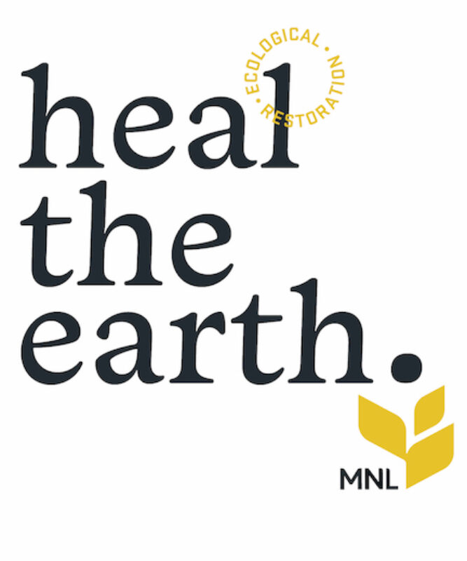 MNL logo, says "heal the earth."